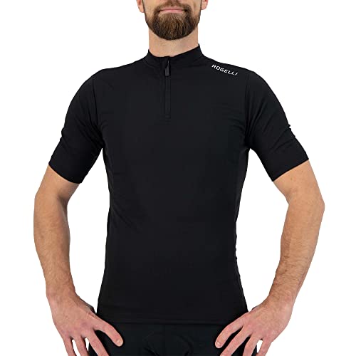 Rogelli Core Rennrad Trikot Herren - Atmungsaktive Fahrradtrikot Kurzarm - 3 Rückentaschen - Rennrad Trikot - Radtrikot - Schwarz - L von Rogelli