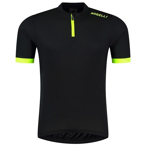 Rogelli Radtrikot Herren - Kurzes Fahrradtrikot mit Reißverschluss - Atmungsaktiv & Schnell Trocknend - Schwarz/Fluogelb - Core von Rogelli