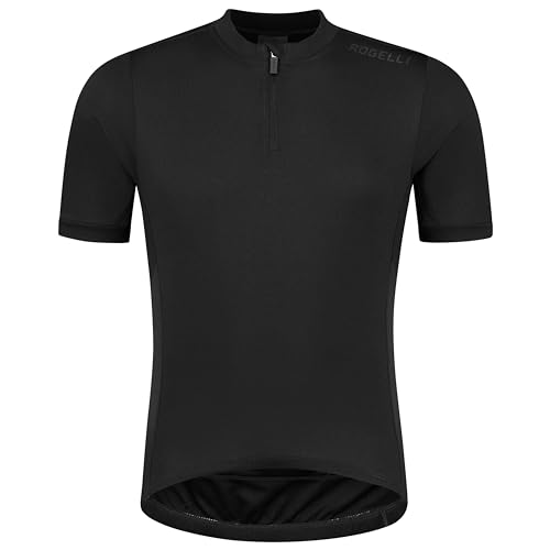 Rogelli Core Rennrad Trikot Herren - Atmungsaktive Fahrradtrikot Kurzarm - 3 Rückentaschen - Rennrad Trikot - Radtrikot - Schwarz - 3XL von Rogelli