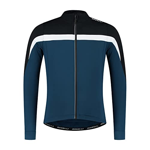 Rogelli Course Fahrradtrikot Herren - Radtrikot Herren Langarm - Rennrad Trikot - Schwarz/Blau/Weiß - Größe XL von Rogelli