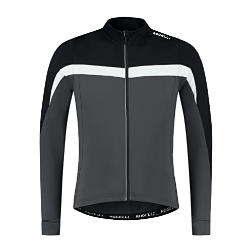 Rogelli Course Radtrikot Herren - Fahrradtrikot Langarm - Schwarz/Grau/Weiß - Größe 2XL von Rogelli