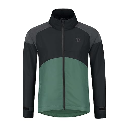 Rogelli Echo Laufjacke für Herren - Reflektierend - Sportjacke Mit Reißverschluss - Schwarz/Grün L von Rogelli