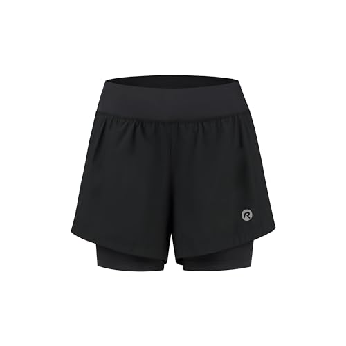 Rogelli Essential Laufhose Damen - 2-in-1 Laufshort - Schwarz - Größe XL von Rogelli