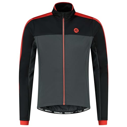 Rogelli Freeze Fahrradjacke Herren Winter - Atmungsaktiv, Wasserabweisend und Winddicht - Radjacke - Winterjacke - Grau/Schwarz/Rot - 4XL von Rogelli