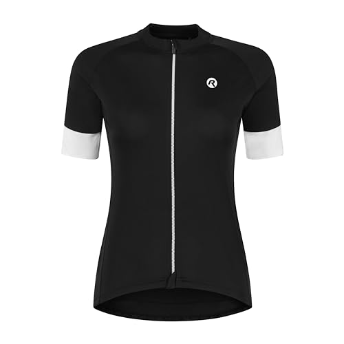 Rogelli Modesta Fahrradtrikot Damen Kurzarm - 4 Rückentaschen - Atmungsaktive Rennrad Trikot - Reflektierend - Radtrikot - Schwarz/Weiß - M von Rogelli