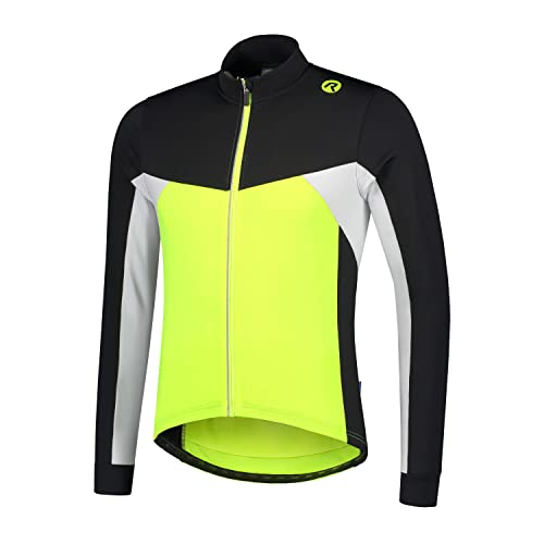 Rogelli Recco 2.0 Radtrikot Herren - Fahrradtrikot Langarm - Fluor/Schwarz/Weiß - Größe S von Rogelli