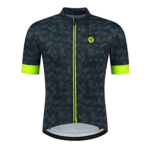 Rogelli Rubik Radtrikot Herren, Fahrradtrikot Kurzarm, Rennrad Trikot, Atmungsaktive, Radsport Shirt - Blau/Gelb, XL von Rogelli