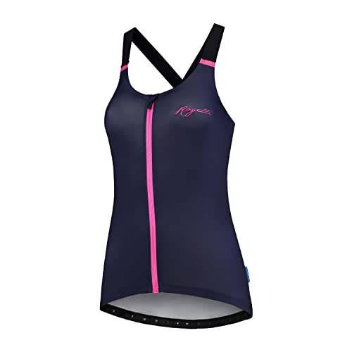 Rogelli Twist Radtrikot Damen Ärmellos, Fahrradtrikot, Rennrad Trikot, Atmungsaktive, Radsport Shirt - Blau/Rosa, L von Rogelli