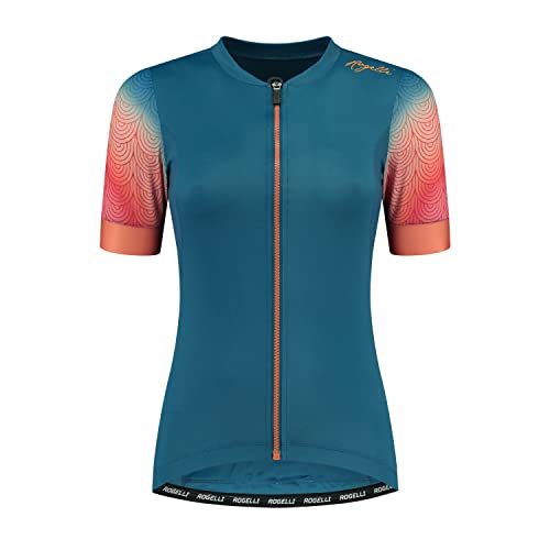 Rogelli Waves Radtrikot Damen, Fahrradtrikot Kurzarm, Rennrad Trikot, Atmungsaktive, Radsport Shirt - Hellblau, L von Rogelli