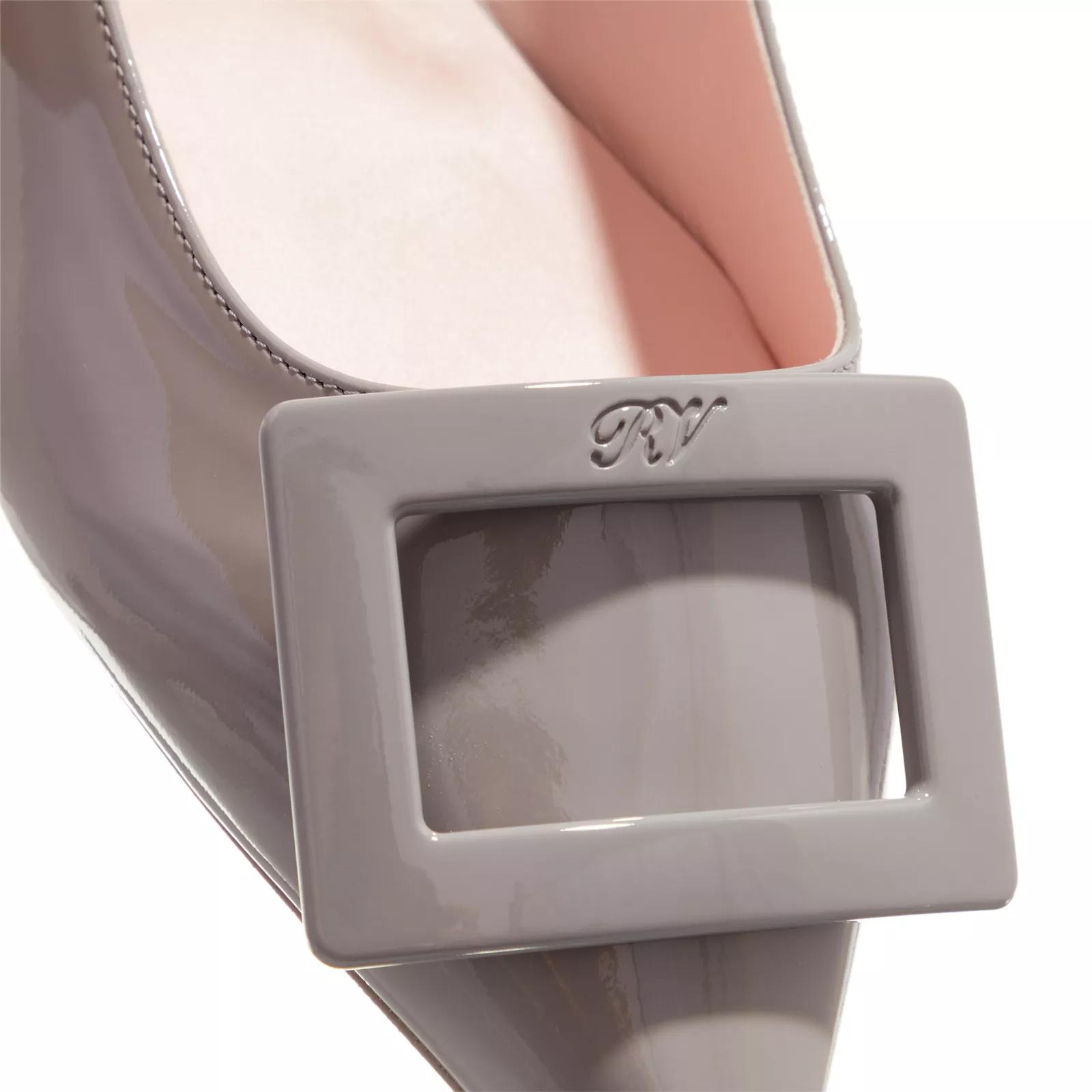 Roger Vivier Loafers & Ballerinas - Enamel Plain Leather Logo Ballet Shoes - Gr. 39 (EU) - in Grau - für Damen von Roger Vivier