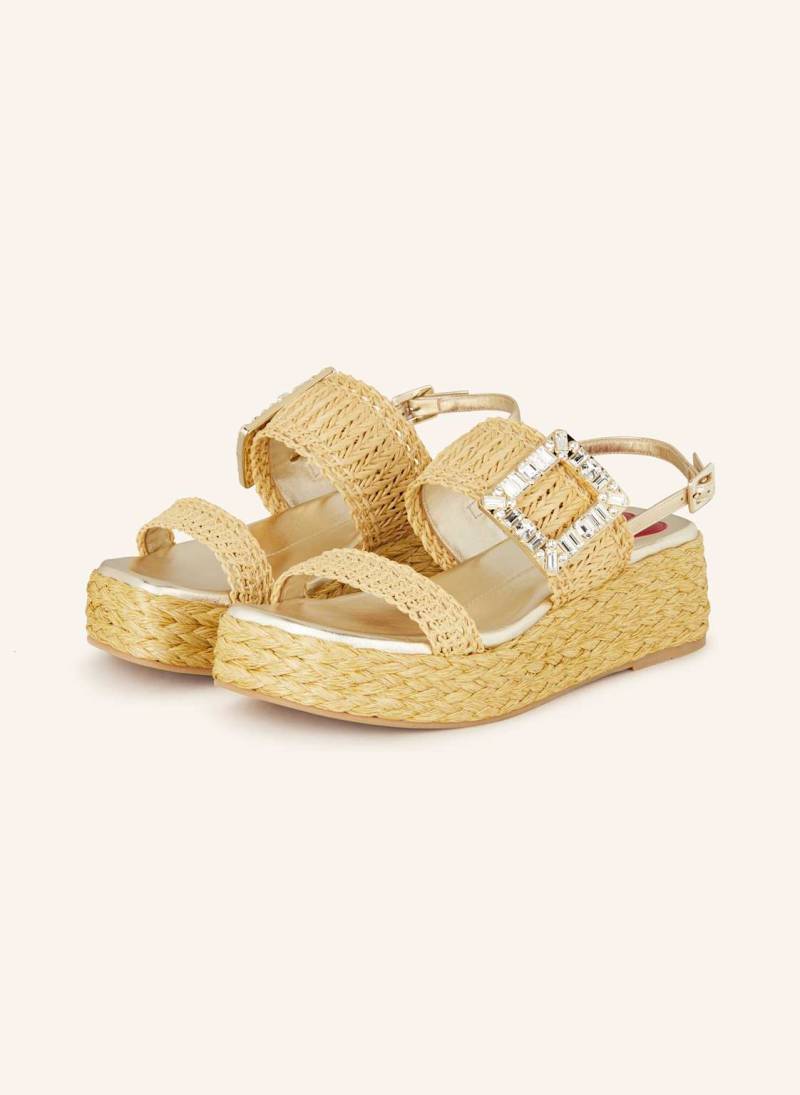 Roger Vivier Plateau-Wedges Mit Schmucksteinen beige von Roger Vivier