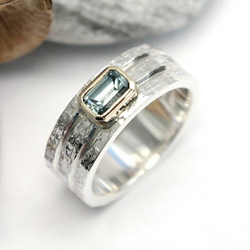Moderner Aquamarin Silber Und Gold Ring Mit Markantem Flechtband Made To Order Moderner Aquamarin Silber Und Gold Ring Mit Markantem Flechtband Made To Order von RogerSquiresDesign