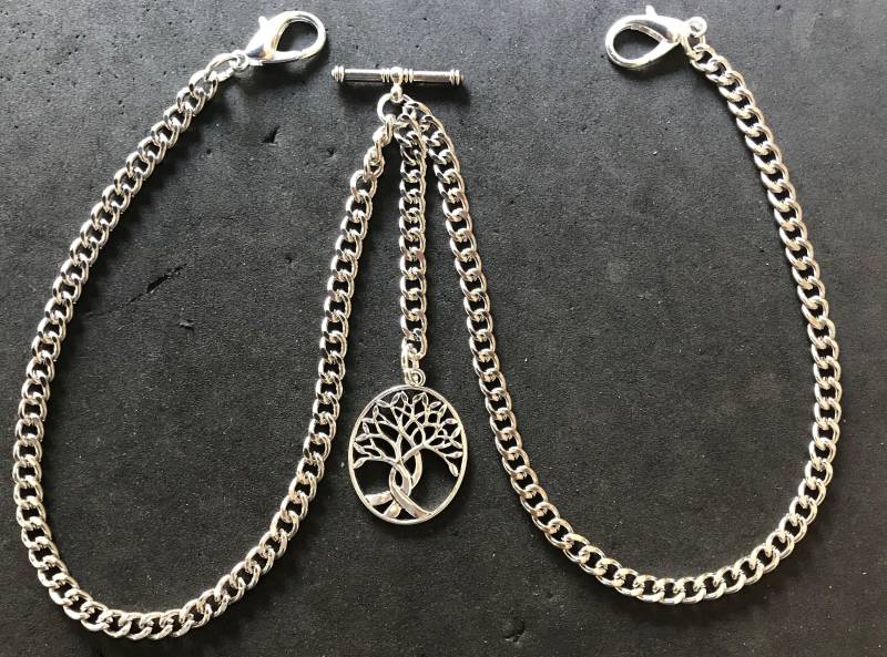 Doppelte Albert Taschenuhr Mit Lebensbaum Charm in 4 Grössen Silberfarben von RogerdodgersShop