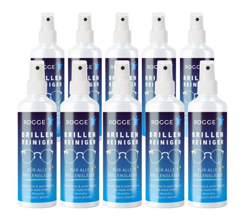 Rogge Brillen Reiniger 250ml streifenfreien Glanz mit Anti-Statik -Effekt Reinigungsspray (10-St. Nachfüllbar Streifenfrei und Biologisch babaubar) von Rogge