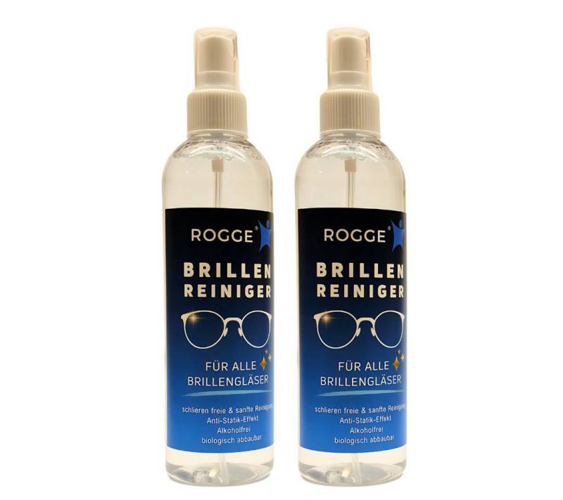 Rogge Brillen Reiniger 250ml streifenfreien Glanz mit Anti-Statik -Effekt Reinigungsspray (2-St. Nachfüllbar Streifenfrei und Biologisch babaubar) von Rogge