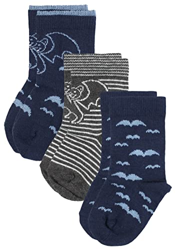 Rogo Strümpfe Kinder Socken 3er-Pack Fledermäuse blau-grau 23/26 von Rogo Strümpfe