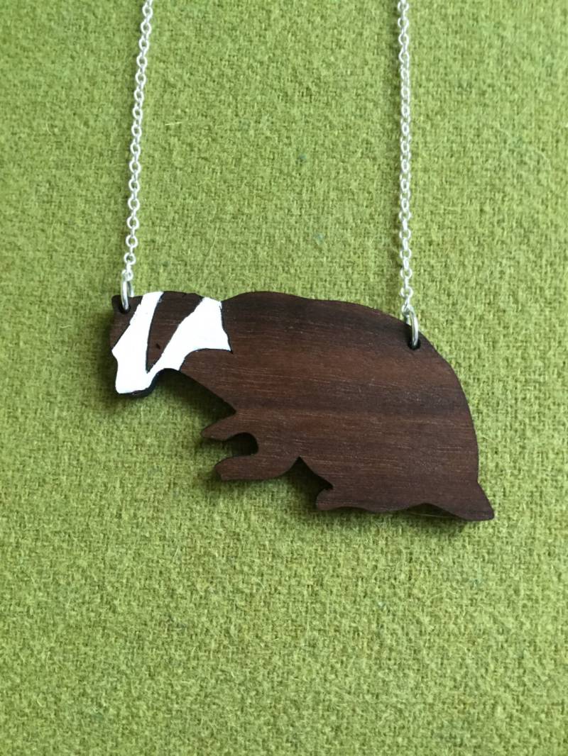 Party Animals - Hölzerne Dachs Kette Mit Sterling Silber von RogueLobsterShop