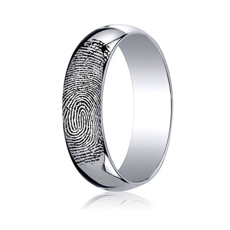 10K Weißgold Personalisierter Fingerabdruck Ring Mit Deinem Print Herren Oder Frauen Ehering Versprechensring 10K Weißgold Personalisierter Fingerabdruck Ring Mit Deinem Print Herren Oder Frauen Ehering Versprechensring von RogueRiverJewelry