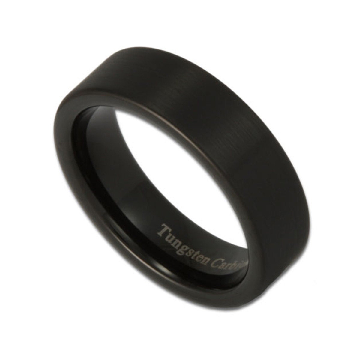 6mm Wide Black Tungsten Band Mens Oder Womens Ring Personalisiertes Free Graving von RogueRiverJewelry