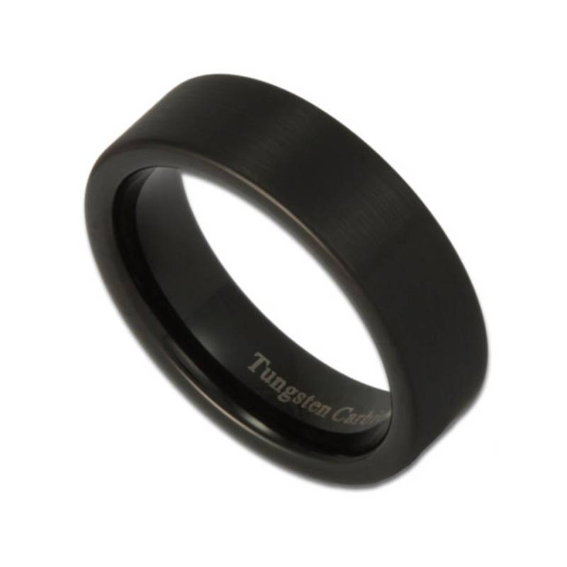 6mm Wide Black Tungsten Band Mens Oder Womens Ring Personalisiertes Free Graving von RogueRiverJewelry