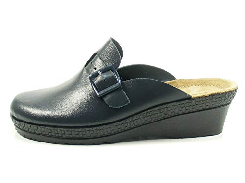 Rohde 1473 Neustadt 50 Schuhe Damen Pantoletten Clogs Weite G, Größe:43 EU, Farbe:Blau von Rohde