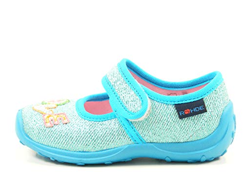 Rohde 2133 Boogy Schuhe Kinder Hausschuhe Ballerinas Mädchen, Größe:23 EU, Farbe:Türkis von Rohde