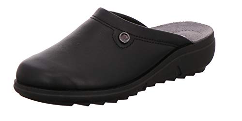 Rohde 2366 Bologna Damen Pantoffeln Hausschuhe Softnappa Weite F 1/2, Größe:41 EU, Farbe:Schwarz von Rohde