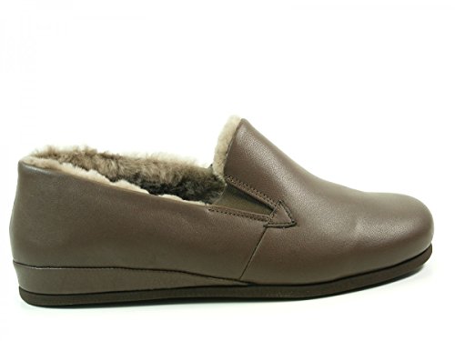Rohde 6420 Viborg Herren Hausschuhe Leder Lammfell, Größe:40 EU, Farbe:Braun von Rohde
