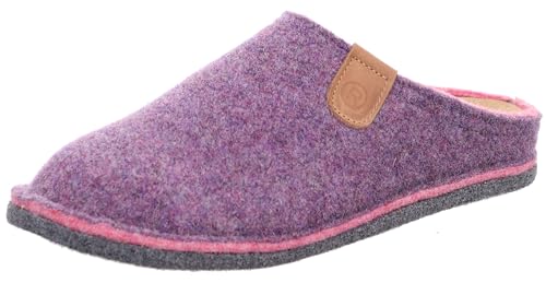 Rohde Damen Pantoffel Hausschuh Softfilz Decksohle Leder bequem Lucca-D 6820, Größe:37 EU, Farbe:Violett von Rohde