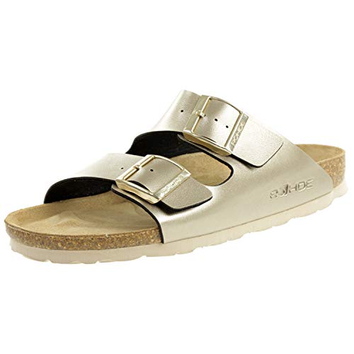 Rohde Damen, Frauen, Klassische Sandalen, Sandalen,Pantoletten,Sommerschuhe,Hausschuhe,Kork-fußbett,Messing,38 EU / 5 UK von Rohde