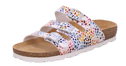 Rohde Damen, Frauen, Klassische Sandalen, Sandalen,Pantoletten,Sommerschuhe,Hausschuhe,Kork-fußbett,Weiss/BUNT,36 EU / 3.5 UK von Rohde