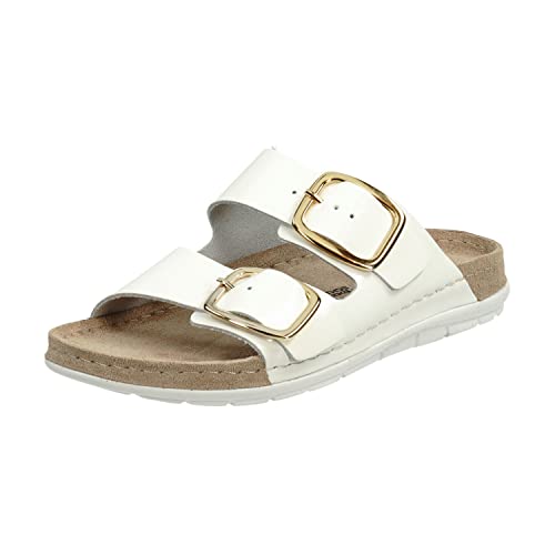 Rohde Damen, Frauen, Klassische Sandalen, Sandalen,pantoletten,sommerschuhe,hausschuhe,leder-fußbett,WEISS/LACK,42 EU / 8 UK von Rohde