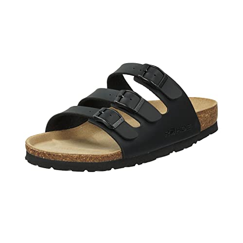 Rohde Damen, Frauen, Klassische Sandalen, Sandalen,Pantoletten,Sommerschuhe,Hausschuhe,Kork-fußbett,SCHWARZ,40 EU / 6.5 UK von Rohde