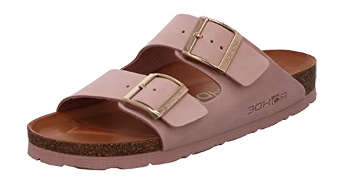 Rohde Damen Pantolette Leder Schnalle Kork Fußbett Alba 5650, Größe:40 EU, Farbe:Rosa von Rohde