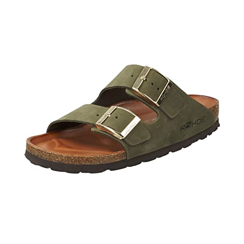 Rohde Damen, Frauen, Klassische Sandalen, Slipper,Pantoletten,Sommerschuhe,Hausschuhe,Kork-fußbett,Olive,36 EU / 3.5 UK von Rohde