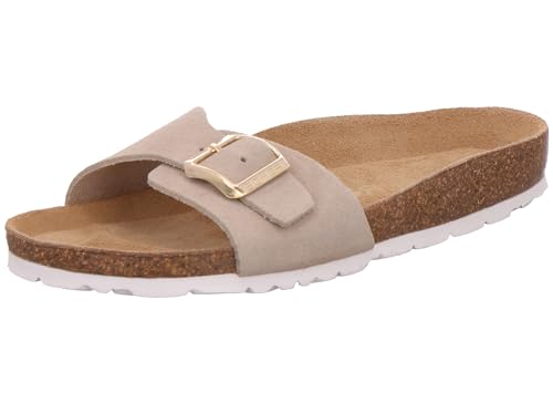 Rohde Damen Pantolette Leder Tieffußbett Schnalle Alba 5589, Größe:37 EU, Farbe:Beige von Rohde