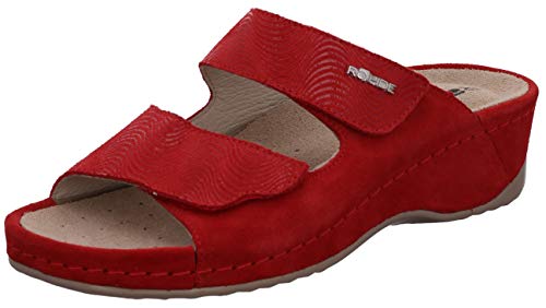 Rohde Damen Pantoletten Clogs Leder Amalfi 5722, Größe:38 EU, Farbe:Rot von Rohde