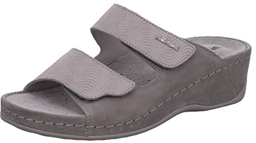 Rohde Damen Pantoletten Clogs Leder Amalfi 5722, Größe:41 EU, Farbe:Grau von Rohde