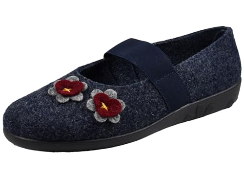 Rohde Damen Ballerinas Hausschuhe Ballerup 2228, Größe:42 EU, Farbe:Blau von Rohde