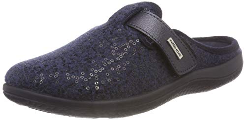 Rohde 6556 Bari Schuhe Damen Hausschuhe Pantoffeln Softfilz Weite G, Größe:41 EU, Farbe:Blau von Rohde