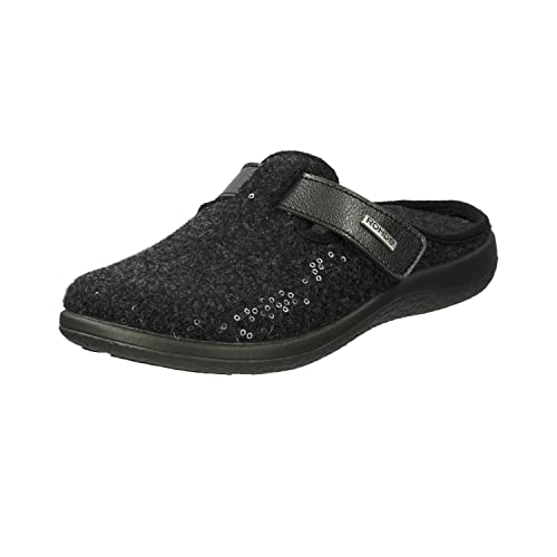 Rohde 6556 Bari Schuhe Damen Hausschuhe Pantoffeln Softfilz Weite G, Größe:36 EU, Farbe:Grau von Rohde