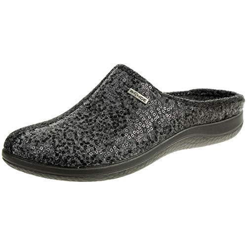 Rohde 6550 Bari Schuhe Damen Hausschuhe Pantoffeln Softfilz Weite G, Größe:41 EU, Farbe:Grau von Rohde