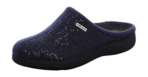 Rohde 6550 Bari Schuhe Damen Hausschuhe Pantoffeln Softfilz Weite G, Größe:39 EU, Farbe:Blau von Rohde