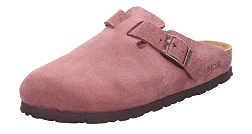 Rohde Damen Clog Leder Pantolette robust klassisch Schnalle Alba 6071, Größe:37 EU, Farbe:Rosa von Rohde