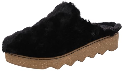 Rohde Damen Clog Pantolette Textil Plüsch flauschig weich bequem Foggia-D 6118, Größe:40 EU, Farbe:Schwarz von Rohde