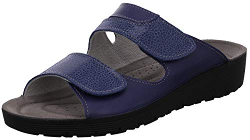 Rohde Damen Clogs Leder Pantoletten Roma 1408, Größe:41 EU, Farbe:Blau von Rohde