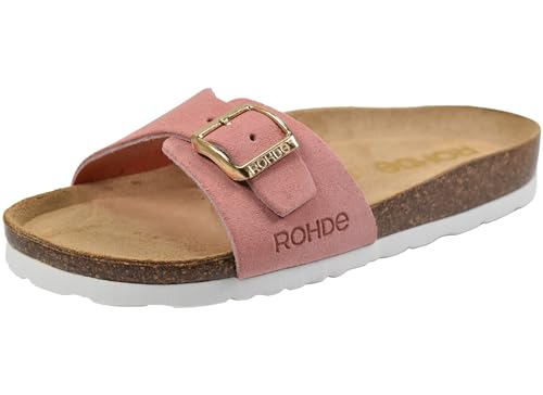 Rohde Damen Pantolette Leder Tieffußbett Schnalle Alba 5589, Größe:39 EU, Farbe:Pink von Rohde