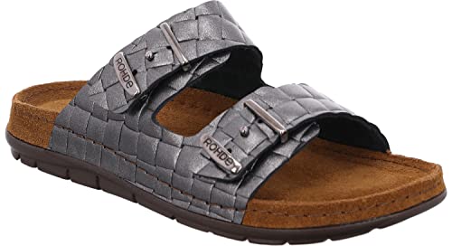 Rohde Damen Clogs Pantoletten Leder Rodigo-D 5863, Größe:37 EU, Farbe:Silber von Rohde