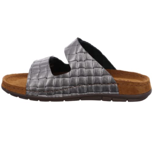 Rohde Damen Clogs Pantoletten Leder Rodigo-D 5863, Größe:38 EU, Farbe:Silber von Rohde