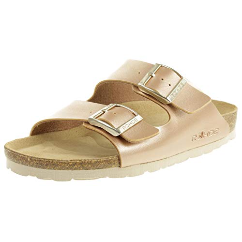 Rohde Damen, Frauen, Klassische Sandalen, Sandalen,Pantoletten,Sommerschuhe,Hausschuhe,Kork-fußbett,LACHS,41 EU / 7.5 UK von Rohde